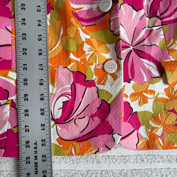 G Signature Women's Floral Print Button Front Embossed Blazer Multicolor 12 - Picture 7 of 7